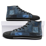 High-Top Canvas Shoes Blue Denim Patchwork