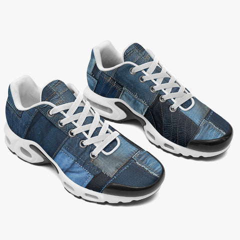 Air Cushion Sneakers Blue Denim Patchwork