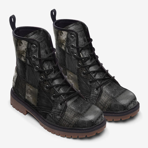 Leather Boots Gothic Patchwork Collage