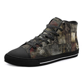 High-Top Canvas Shoes Grungy Patchwork