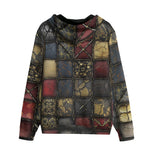 Men's Zip Up Hoodie Grungy Gothic Patchwork Collage