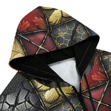 Men's Zip Up Hoodie Grungy Gothic Patchwork Collage