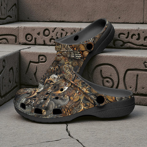Classic Clogs Engraved Animals Artwork