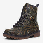 Leather Boots Futurist Mechanical Engraved Metal Art