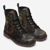 Leather Boots Gold Aztec Skull Art