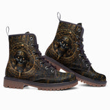 Leather Boots Gold Aztec Skull Art