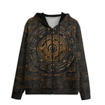 Men's Zip Up Hoodie Golden Mayan Art