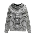 Men's Zip Up Hoodie White 3D Aztec Temple Ornament