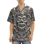 Hawaiian Shirt Metal Mask Mayan Art