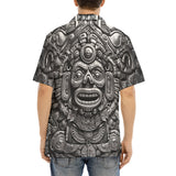 Hawaiian Shirt Metal Mask Mayan Art