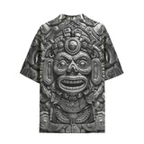 Hawaiian Shirt Metal Mask Mayan Art