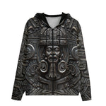 Men's Zip Up Hoodie Metal Mask Aztec Art