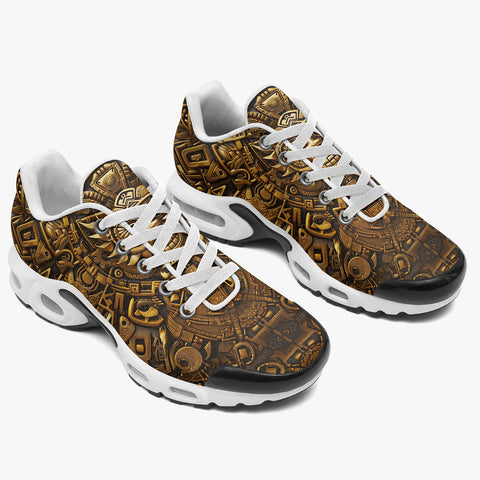 Air Cushion Sneakers Aztec Calendar Golden Artwork
