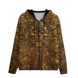 Men's Zip Up Hoodie Gold Aztec Calendar