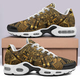 Air Cushion Sneakers Golden Mayan God Artwork