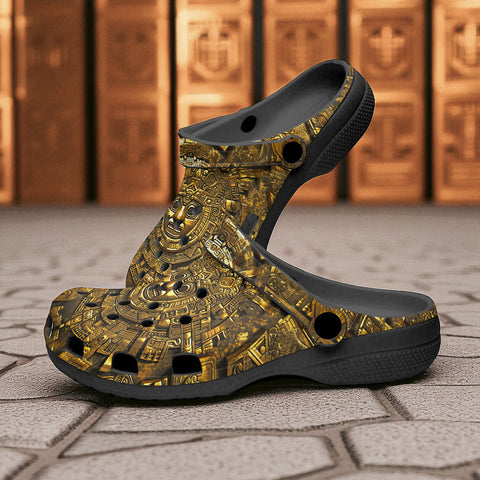 Classic Clogs Golden Mayan God Artwork
