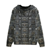 Men's Zip Up Hoodie Mayan Art Metal Ornaments