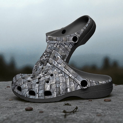 Classic Clogs Bricks Wall Mayan Temple Art