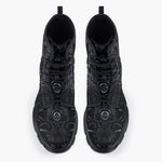 Casual Leather Chunky Boots Ancient Metal Mayan Art
