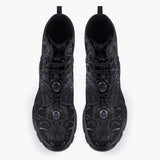 Casual Leather Chunky Boots Ancient Metal Mayan Art