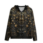 Men's Zip Up Hoodie Mayan Art Gold Mask