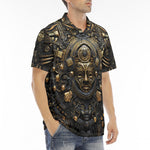 Men's Polo Shirt Mayan Art Gold Mask