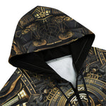 Men's Zip Up Hoodie Mayan Art Gold Mask