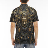 Men's Polo Shirt Mayan Art Gold Mask