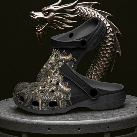 Classic Clogs Gothic Metal Dragon Artwork