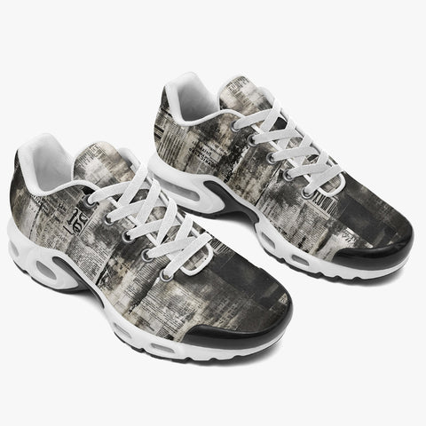 Air Cushion Sneakers Vintage Grungy Newspaper