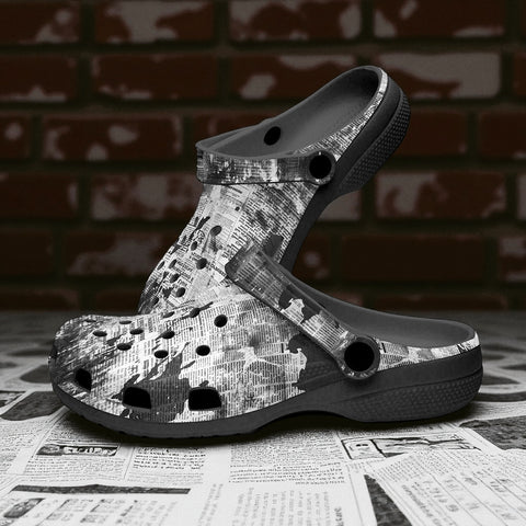 Classic Clogs Vintage Grungy Newspaper