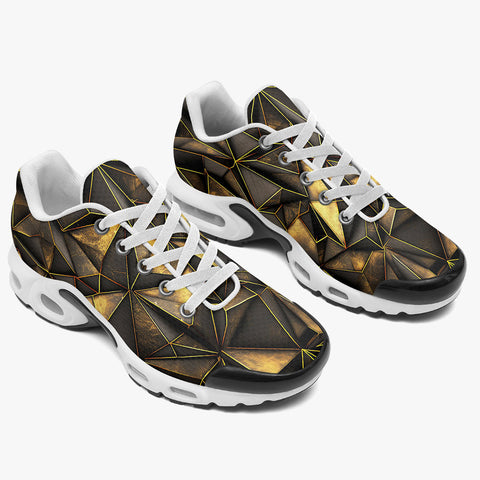Air Cushion Sneakers Gold Triangles Geometric