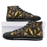 High-Top Canvas Shoes Gold Triangles Geometric