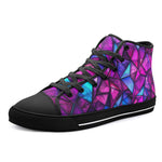 High-Top Canvas Shoes Purple and Blue Stained Glass