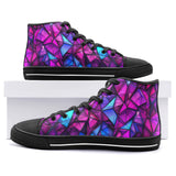 High-Top Canvas Shoes Purple and Blue Stained Glass