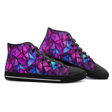 High-Top Canvas Shoes Purple and Blue Stained Glass