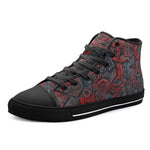 High-Top Canvas Shoes Red and Black Geometric Abstraction