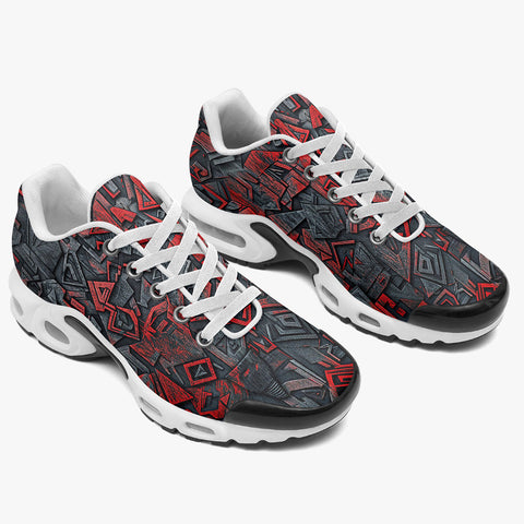 Air Cushion Sneakers Red and Black Geometric Abstraction