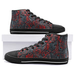 High-Top Canvas Shoes Red and Black Geometric Abstraction