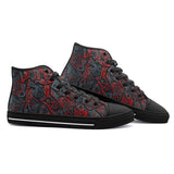 High-Top Canvas Shoes Red and Black Geometric Abstraction