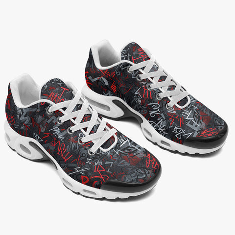 Air Cushion Sneakers Red and White Graffiti