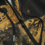 Men's Zip Up Hoodie Golden Lion with Crown