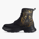 Casual Leather Chunky Boots Gold Tiger Brushwork