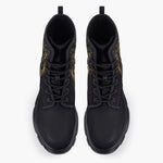 Casual Leather Chunky Boots Gold Tiger Brushwork