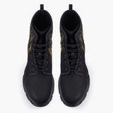 Casual Leather Chunky Boots Gold Tiger Brushwork