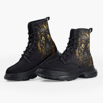 Casual Leather Chunky Boots Gold Tiger Brushwork