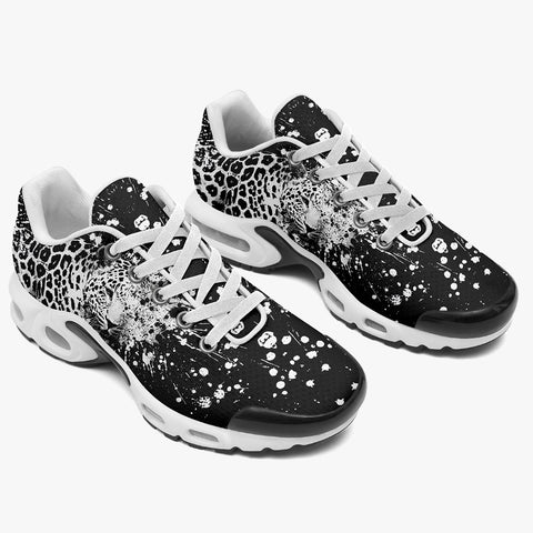 Air Cushion Sneakers Black and White Leopard Brushwork