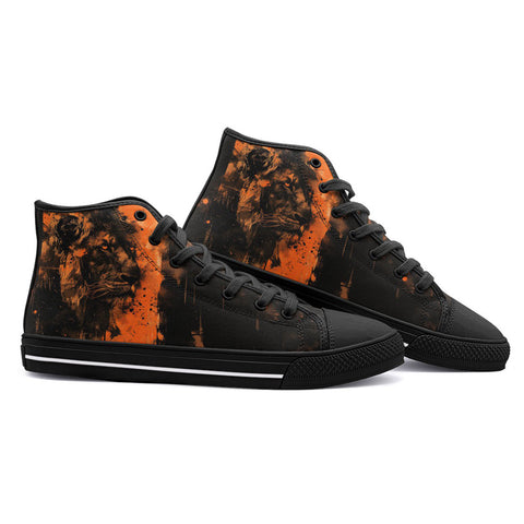 High-Top Canvas Shoes Art Print Orange Lion