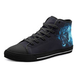 High-Top Canvas Shoes Blue Tiger in Flame