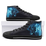 High-Top Canvas Shoes Blue Tiger in Flame